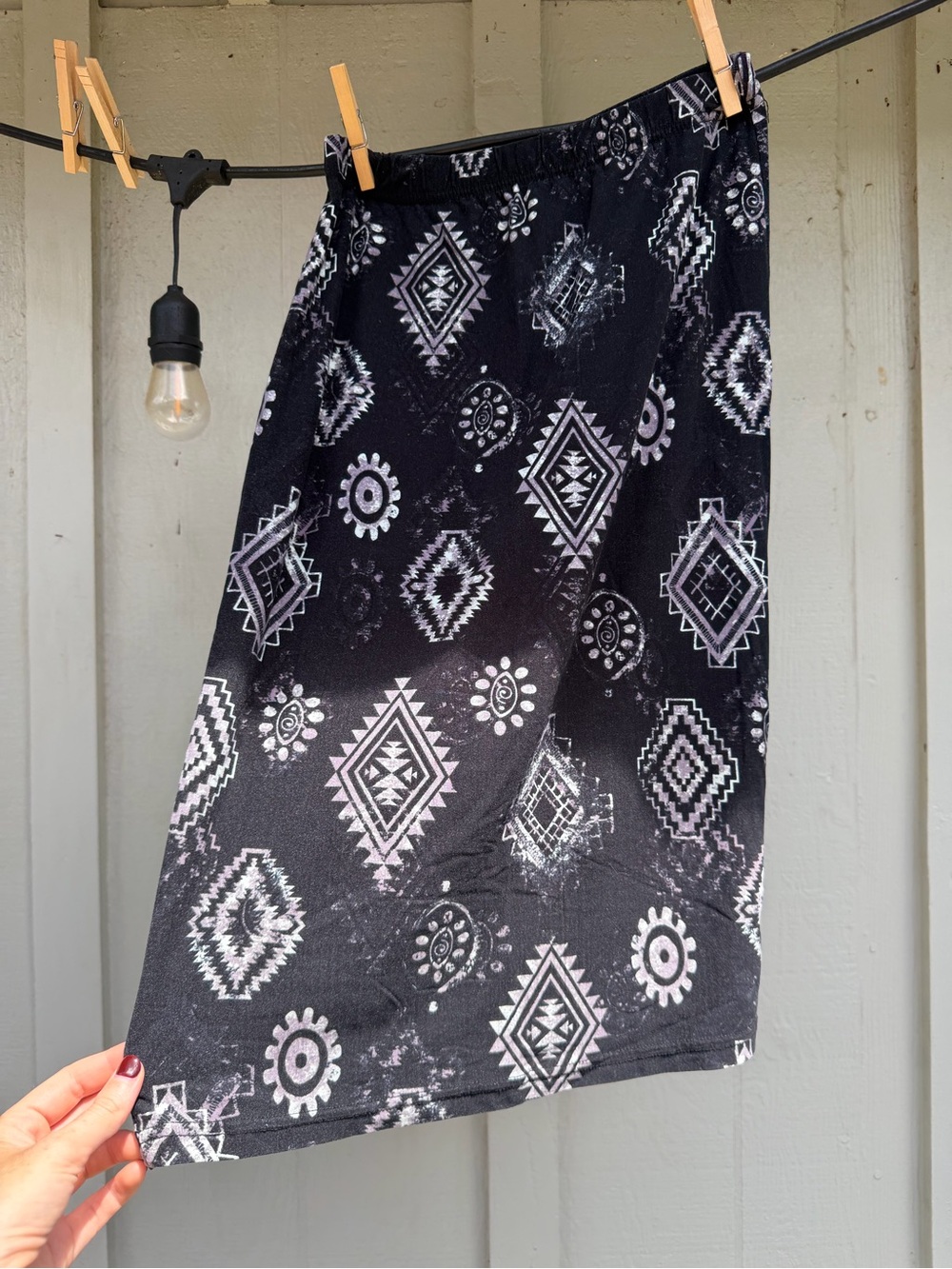 Women’s Black Aztec-Print Skirt S/M